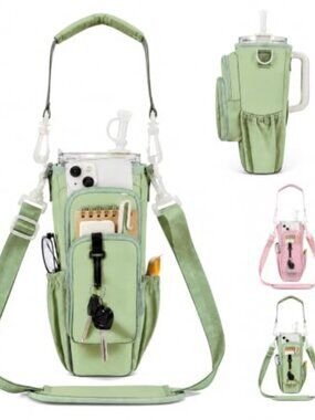 Insulated Crossbody Water Bottle Carrier Bag Adjustable Strap